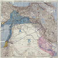 La carta originale su cui Sykes e Picot disegnarono i confini dei nuovi stati postottomani La carta originale su cui Sykes e Picot disegnarono i confini dei nuovi stati postottomani