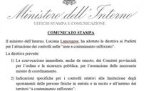 Coronavirus, direttive Viminale a Prefetti per controllo aree "a contenimento rafforzato"