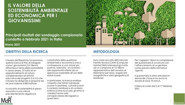 Intesa Sanpaolo, i risultati della ricerca "Il valore della sostenibilità ambientale ed economica per i giovanissimi in Italia"