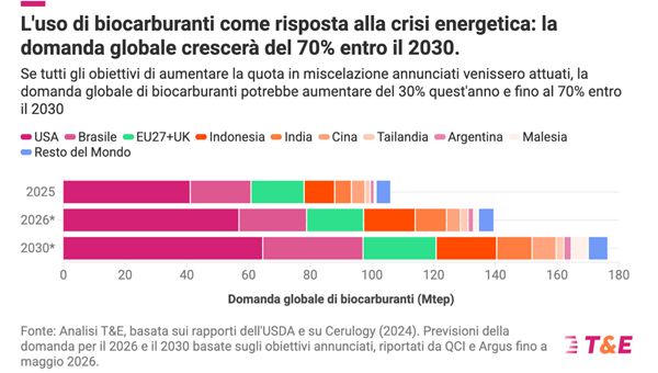 Crisi petrolifera, Analisi T&E: “Accelerare sui biofuels mette a rischio la sicurezza alimentare”