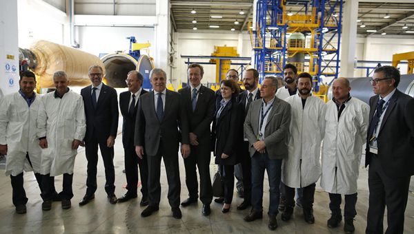 Antonio Tajani nella casa del "razzo dei record": visita alla fabbrica Avio di Colleferro dove nascono i Vega